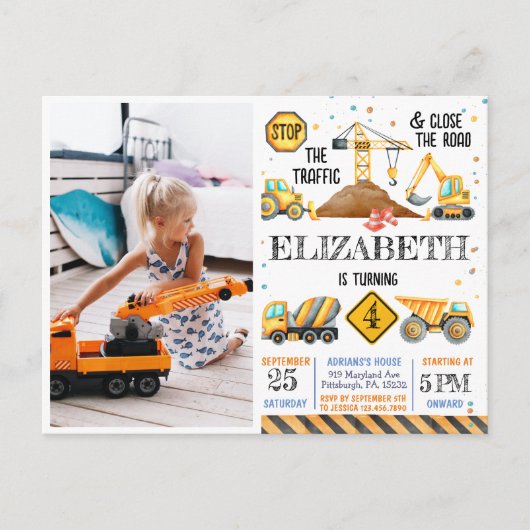 Jongens Schattig Moderne Bouw Kinderverjaardag Briefkaart (Voorkant)