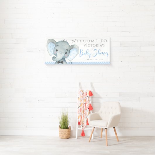 Jongens Schattig Olifant Baby shower Banners (Insitu)