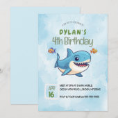 Jongens Schattig Onder het Zee Ocean Shark Verjaar Kaart (Voorkant / Achterkant)