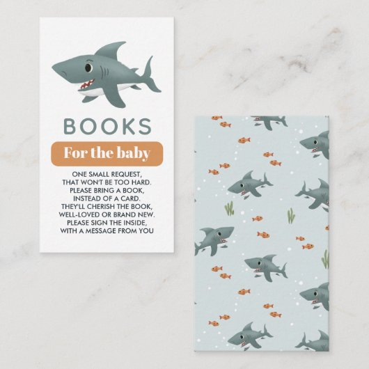 Jongens Schattig Onder het Zee Shark Boeken Voor B Informatiekaartje (Voorkant / Achterkant)