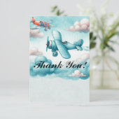 Jongens Schattig Reizen Vliegtuig Kinderen Verjaar Bedankkaart (Staand voorkant)