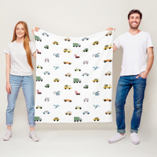 Jongens Schattig Transport Auto Patroon Monogram N Fleece Deken
