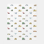 Jongens Schattig Transport Auto Patroon Monogram N Fleece Deken (Voorkant)
