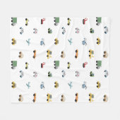 Jongens Schattig Transport Auto Patroon Monogram N Fleece Deken (Voorkant (Horizontaal))
