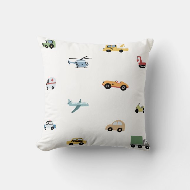 Jongens Schattig Transport Auto Patroon Monogram N Kussen (Voorkant)