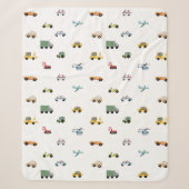 Jongens Schattig Transport Auto Patroon Monogram N Sherpa Deken (Voorkant)