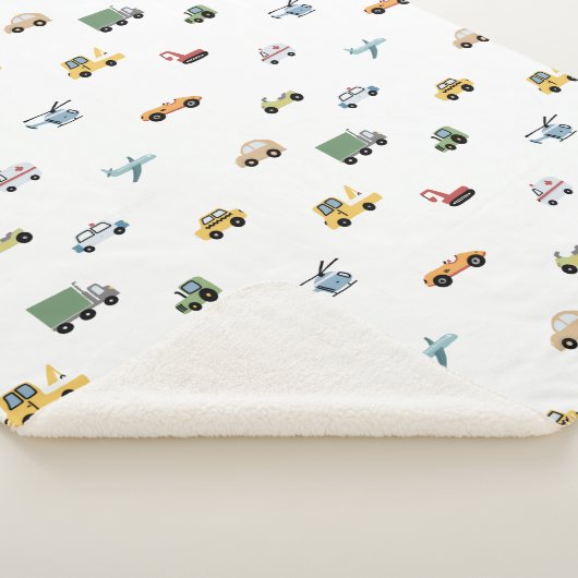 Jongens Schattig Transport Auto Patroon Monogram N Sherpa Deken (3/4)