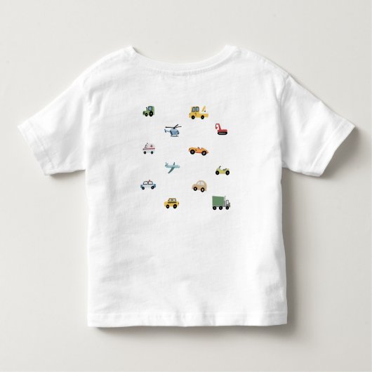 Jongens Schattig Vervoer Auto Patroon Monogram Naa Kinder Shirts (Achterkant)