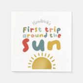 Jongens Schattige 1e reis rond de Zon Zomerverjaar Servet (Voorkant)