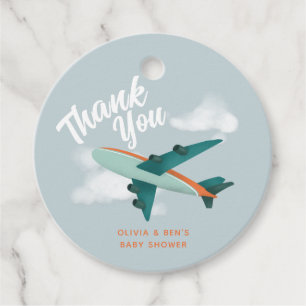 Jongens Schattige blauw Baby shower vliegtuig Bedankjes Labels