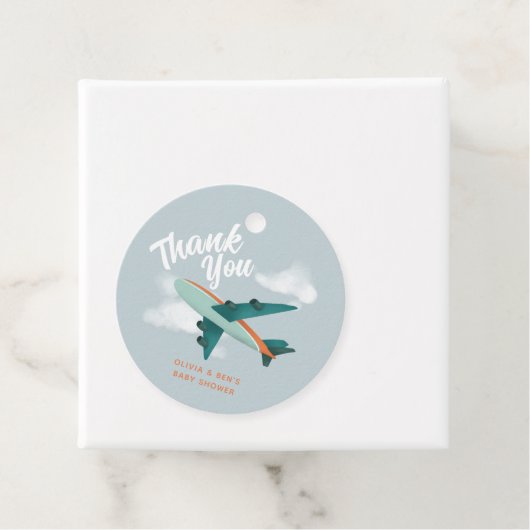 Jongens Schattige blauw Baby shower vliegtuig Bedankjes Labels (In situ)
