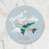 Jongens Schattige blauw Baby shower vliegtuig Bedankjes Labels (Voorkant)