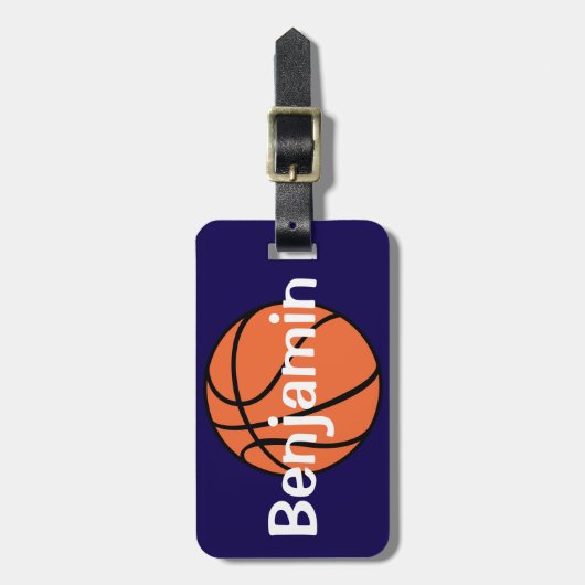 Jongens Schattige Blauw Basketbal Sport Kinder Bagagelabel (Voorkant verticaal)