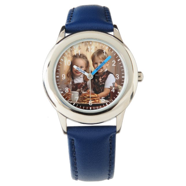 Jongens Schattige Blauw Kinder Gift Broers en Zuss Horloge (Voorkant)