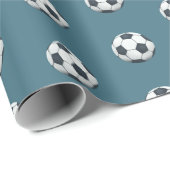 Jongens Schattige Blauw Sport Voetbal Kinder Cadeaupapier (Rol Hoek)