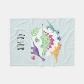 Jongens Schattige Blauw T-Rex Dinosaurus Cartoon & Fleece Deken (Voorkant (Horizontaal))