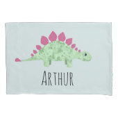 Jongens Schattige Blauw T-Rex Dinosaurus Naam Kind Kussensloop (Voorkant-Links)