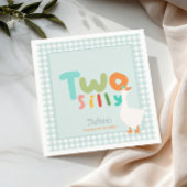 Jongens Schattige Blauw Twee Gekke Gans Tweede Ver Servet