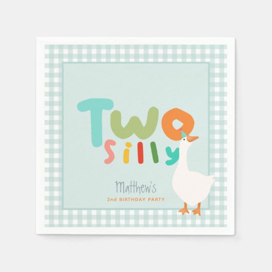 Jongens Schattige Blauw Twee Gekke Gans Tweede Ver Servet (Voorkant)