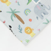 Jongens Schattige Blauw Zebra & Safari Patroonnaam Fleece Deken (Hoek)