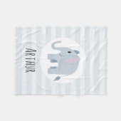 Jongens Schattige Blauwe Olifant & Naam Kinder Gep Fleece Deken (Voorkant (Horizontaal))