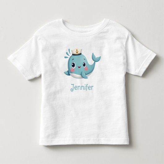 Jongens Schattige Blauwe Walvis Schoolkinderen Maa Kinder Shirts (Voorkant)