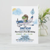 Jongens Schattige Blue Airplane Dinosaurus Kinder  Kaart (Staand voorkant)