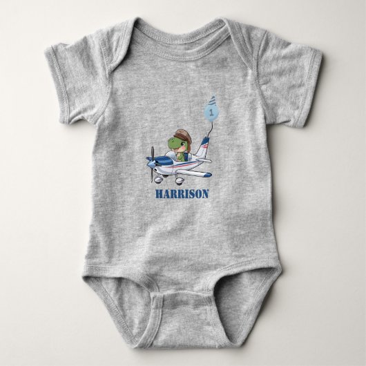Jongens Schattige Blue Airplane Dinosaurus Kinder Romper (Voorkant)