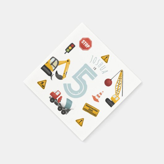 Jongens Schattige Blue Construction Kinder 5e Verj Servet (Hoek)