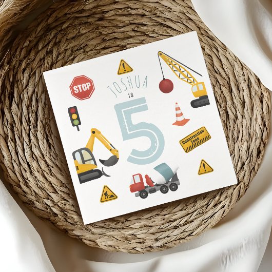 Jongens Schattige Blue Construction Kinder 5e Verj Servet