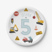 Jongens Schattige Blue Construction Vehicles Kids  Papieren Bordje (Voorkant)