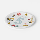 Jongens Schattige Blue Construction Vehicles Kids  Papieren Bordje (Gekanteld)