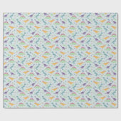 Jongens Schattige Blue Dinosaur Pattern Kids Verja Cadeaupapier (Vlak)