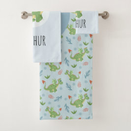 Jongens Schattige Blue Dragon Patroon Naam Kinder Bad Handdoek