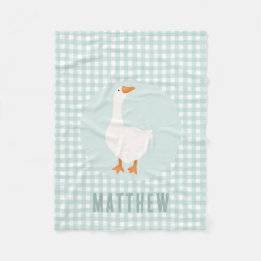Jongens Schattige Blue Gingham Goose Boerderij Kin Fleece Deken