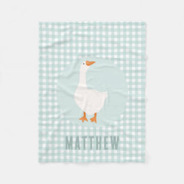 Jongens Schattige Blue Gingham Goose Boerderij Kin Fleece Deken