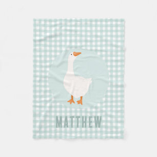 Jongens Schattige Blue Gingham Goose Boerderij Kin Fleece Deken