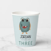 Jongens Schattige Blue Monster Alien Verjaardag Papieren Bekers (Achterkant)