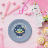 Jongens Schattige Blue Space Alien Galaxy Verjaard Papieren Bordje (Feest)