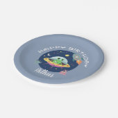 Jongens Schattige Blue Space Alien Galaxy Verjaard Papieren Bordje (Gekanteld)