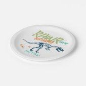 Jongens Schattige Blue T-Rex Dinosaur Dig Kids Ver Papieren Bordje (Gekanteld)