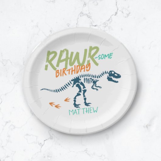 Jongens Schattige Blue T-Rex Dinosaur Dig Kids Ver Papieren Bordje