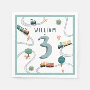 Jongens Schattige Blue Train Tracks Kinderen Verja Servet