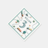 Jongens Schattige Blue Train Tracks Kinderen Verja Servet (Hoek)