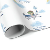 Jongens Schattige Blue Travel Vliegtuig Kinder 1e  Cadeaupapier (Rol Hoek)
