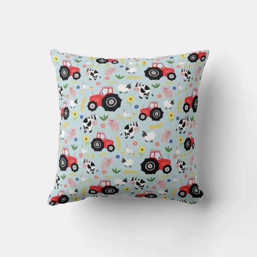 Jongens Schattige Boerderij Dier Patroon Monogram Kussen (Achterkant)