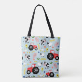 Jongens Schattige Boerderij Dierenpatroon en Naam  Tote Bag (Achterkant)