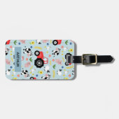 Jongens Schattige Boerderij Dierenpatroonnaam Kind Bagagelabel (Voorkant horizontaal)