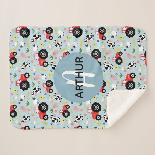 Jongens Schattige Boerderij Dierlijke Tractor Patr Sherpa Deken (Voorkant (horizontaal))