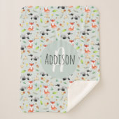 Jongens Schattige Bos Dierenpatroon Fox & Naam Kin Sherpa Deken (Voorkant)